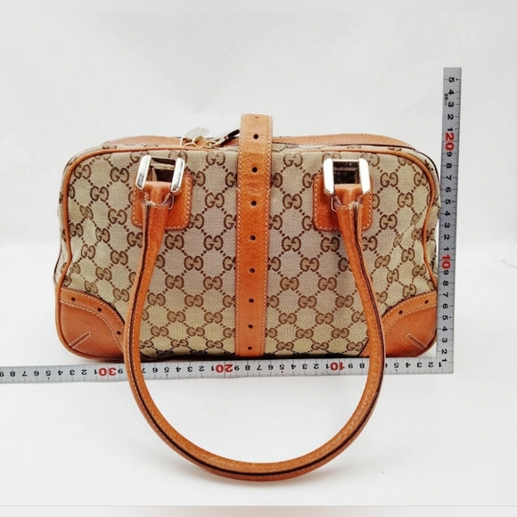 GUCCI GG Top Handle Canvas and Leather Y2K Vintage Bag - Picture 3 of 8
